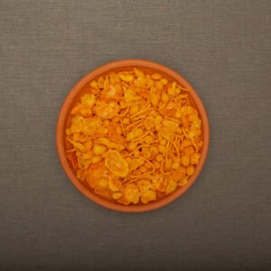 Corn mixture in a steel container.